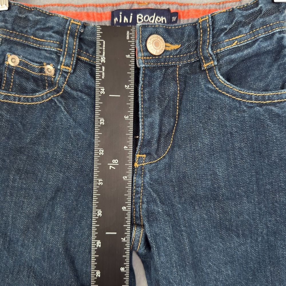 Mini Boden Flannel Lined Denim Jeans Boys Size 3T Navy Blue Cotton Pants - Picture 6 of 15